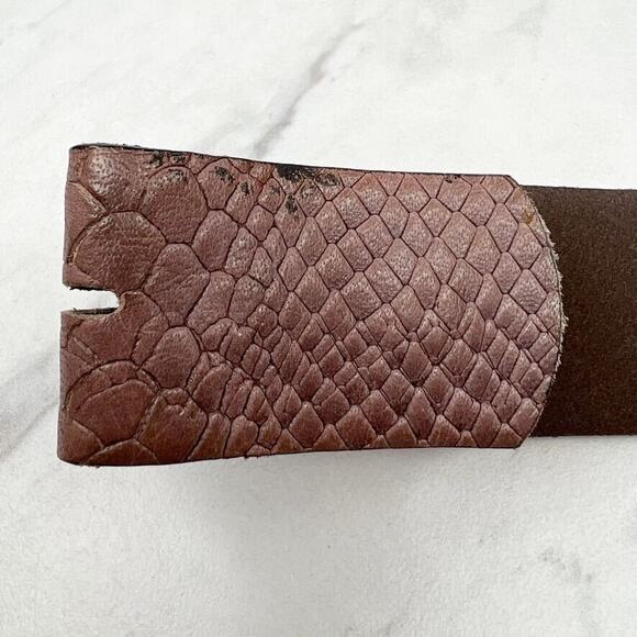 VMP Croc Embossed Genuine Leather Belt Strap Small (S) Made Italy โจ - Picture 6 of 9